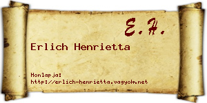 Erlich Henrietta névjegykártya